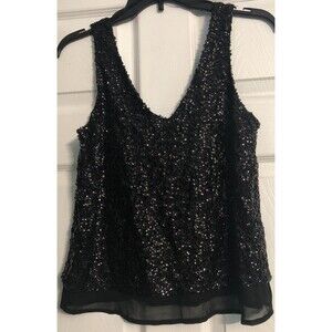 Juniors Black Sequence Tank Top Size XS NWT B1
